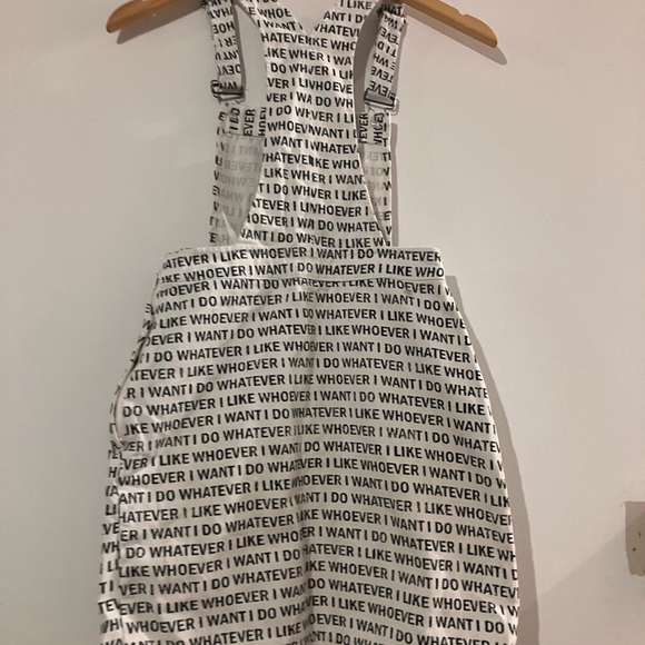 Text Print Overall Style Mini Dress - Picture 2 of 4